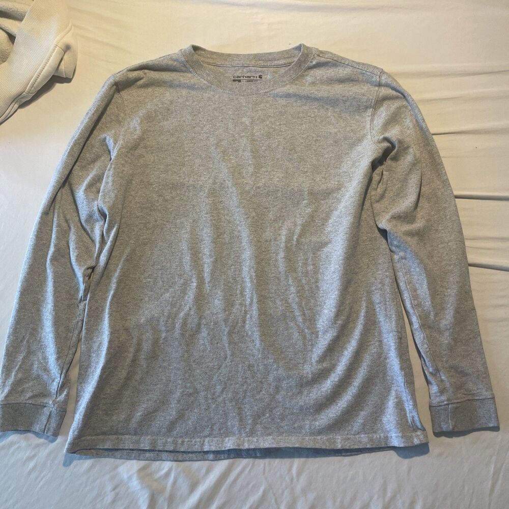 Carhartt Shirt Mens M Gray Long Sleeve Pocket Logo Original Fit Tee Casual